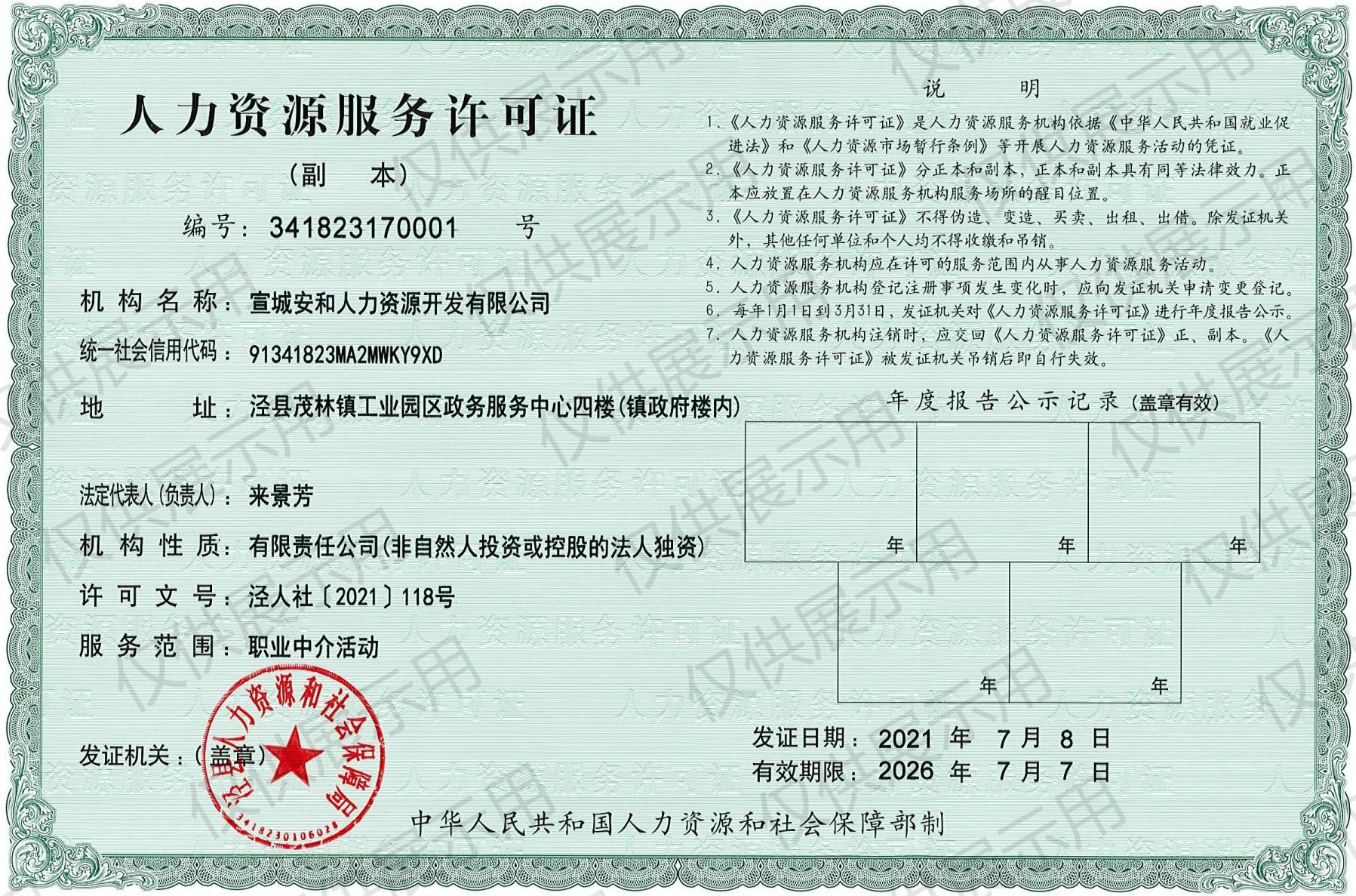 人力資源許可證
